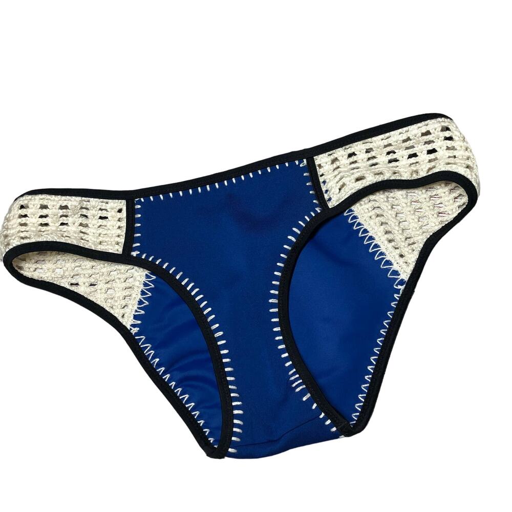 Victoria’s Secret Blue/Cream Bikini Bottom Women's Small